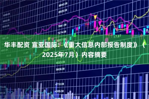 华丰配资 宣亚国际: 《重大信息内部报告制度》（2025年7月）内容摘要